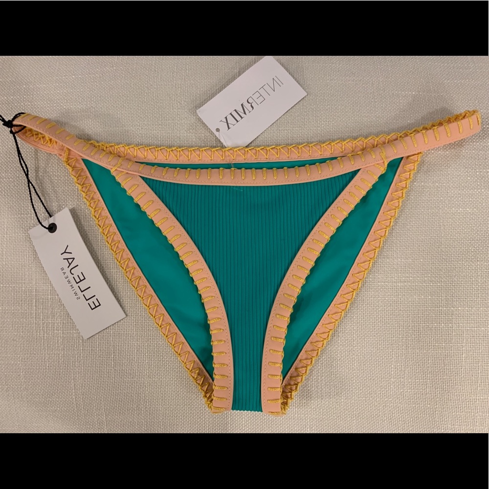 Netmix Teal and Peach Bikini Bottom